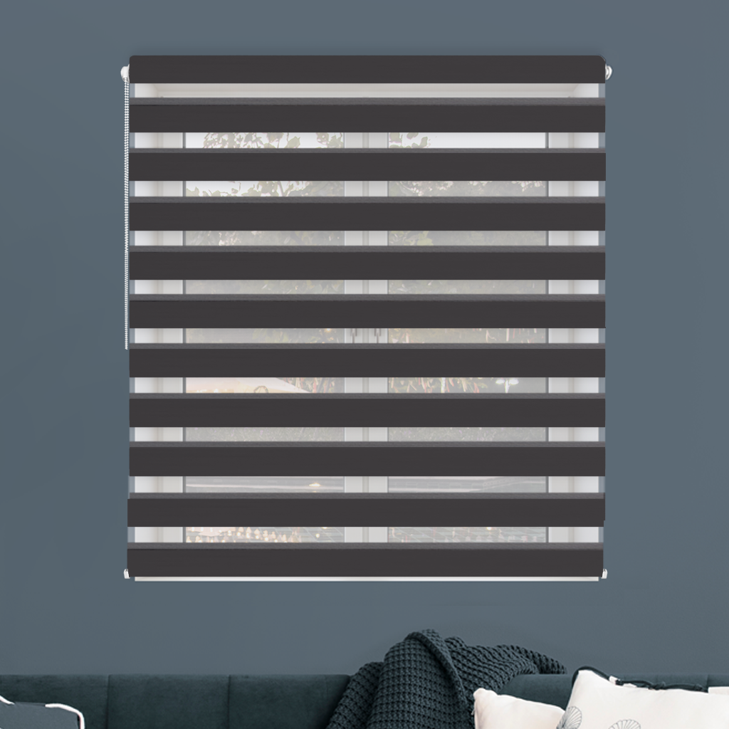 FEXI Roleta Deň a noc, Blackout Antracit, A 3506e Šírka rolety: 30 cm, Výška rolety: 150 cm, Strana a barva mechanismu: Ľavá - Hnedá