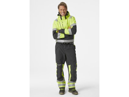 Nepromokavá reflexní kombinéza s kapucí Helly Hansen ALNA 2.0 SHELL - ŽLUTÁ/ŠEDÁ EBONY 1/11