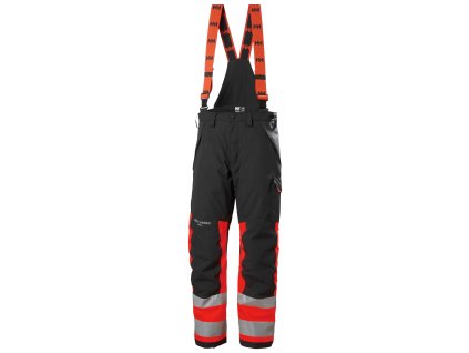 Nepromokavé reflexní kalhoty s laclem Helly Hansen ALNA 2.0 SHELL CLASS 1 - ČERVENÁ/ŠEDÁ EBONY 1/1