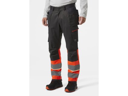 Reflexní kalhoty Helly Hansen UC-ME CONSTRUCTION CLASS 1 - HI-VIS ČERVENÁ/ŠEDÁ EBONY 1/6