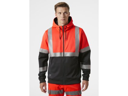 Reflexní mikina na zip s kapucí Helly Hansen ADDVIS CLASS 1 - ČERVENÁ/ŠEDÁ EBONY 1/6