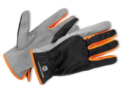 Kožené kombinované rukavice Bennon CARPOS GREY/ORANGE (12 párů) (Velikost XL 10)
