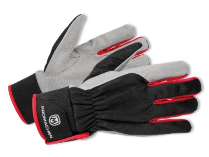Kožené kombinované rukavice Bennon CARPOS VELCRO grey/red 1/3