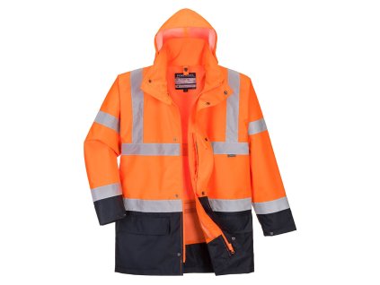 Nepromokavá reflexní bunda s kapucí Portwest Essential 5v1 - ORANŽOVÁ/ČERNÁ 1/1