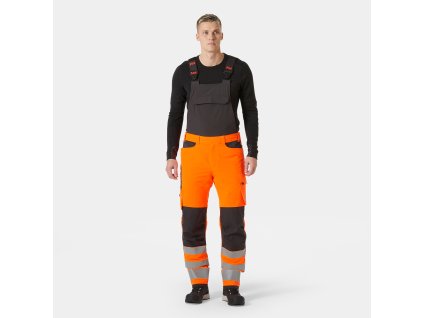 Reflexní kalhoty s laclem Helly Hansen ALNA 4X WORK BIB CLASS 2 - ORANŽOVÁ/EBEN 1/9