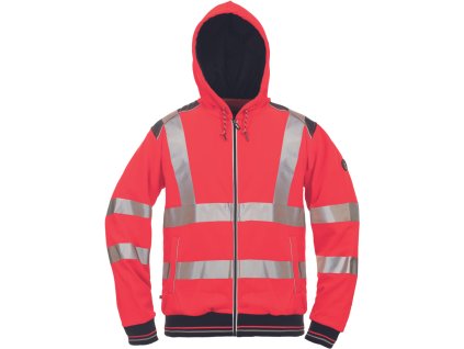 Reflexní mikina na zip s kapucí Červa KNOXFIELD HVPS - ČERVENÁ 1/1