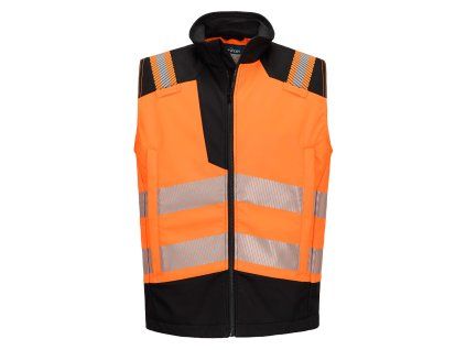 Reflexní softshellová vesta Portwest PW3 Modaflame Softshell FR - ORANŽOVÁ/ČERNÁ 1/2