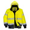 Nepromokavá reflexní bunda s kapucí Portwest Bomber Hi-Vis Contrast 3v1 - žtutá/tmavě modrá 1/2