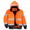 Nepromokavá reflexní bunda s kapucí Portwest Bomber Hi-Vis Contrast 3v1 - oranžová/modrá 1/1