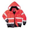 Nepromokavá reflexní bunda s kapucí Portwest Bomber Hi-Vis Contrast 3v1 - červena/tmavě modrá 1/1