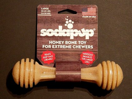 Světle hnědá odolná nylonová žvýkací hračka SodaPup Honey bone
