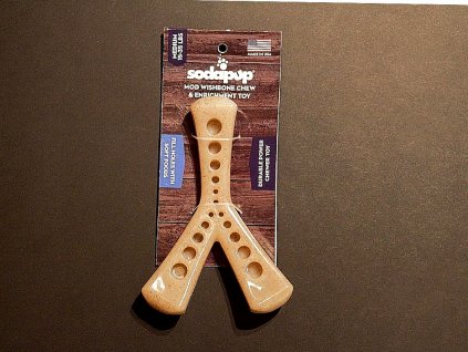 Světle hnědá odolná nylonová žvýkací hračka SodaPup MOD wishbone 15,2 cm x 10,9 cm