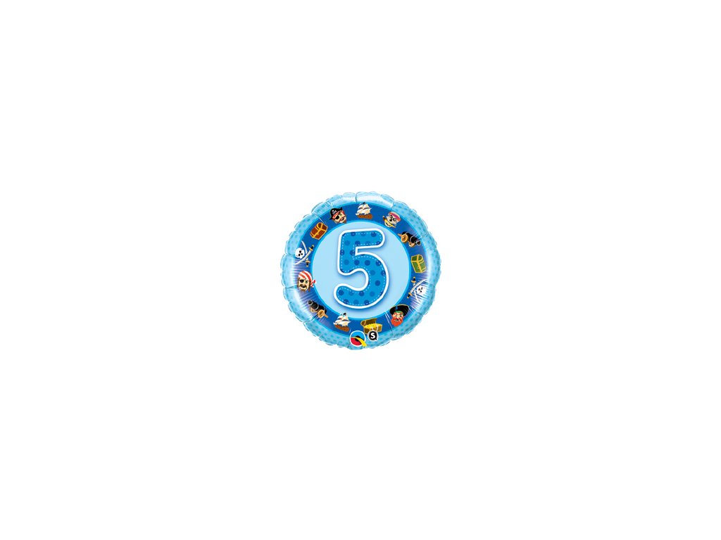 18"Fóliový balón číslo 5 Pirát modrý