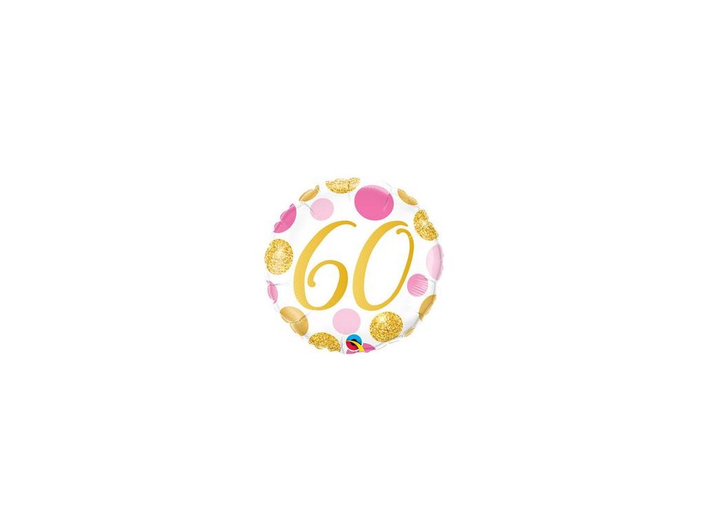 18"Fóliový balón číslo 60 Pink & Gold Dots