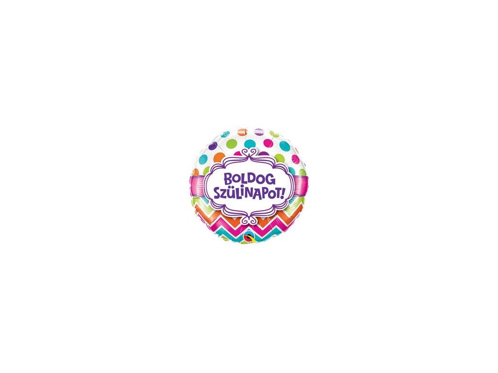 18"Fóliový balón Chevron Dots s nápisom "Boldog születésnapot!"