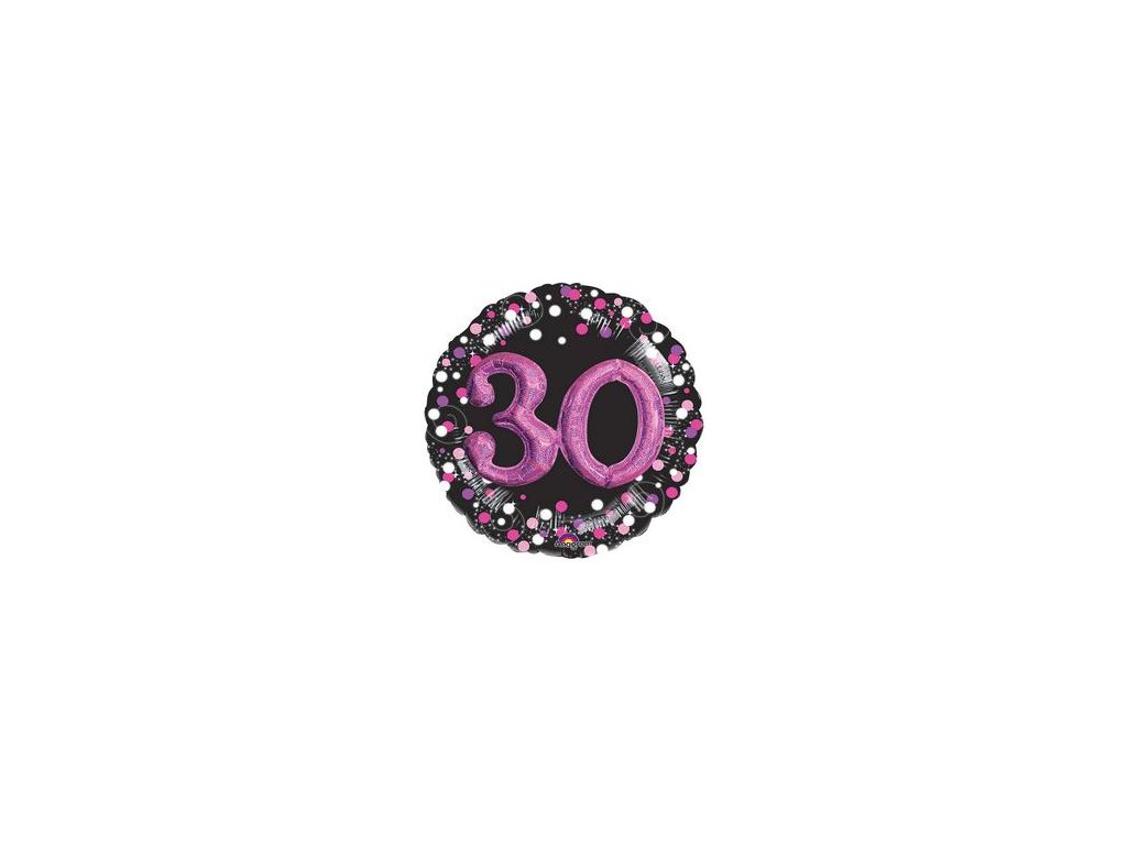32" Fóliový balón 3D - Sparkling Birthday 30 Pink