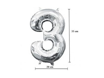 16"Fóliový balón Číslo "3" strieborný