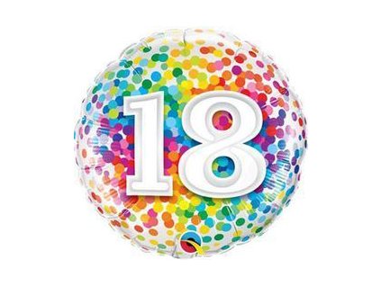 18"Fóliový balón číslo 18 Rainbow Confetti