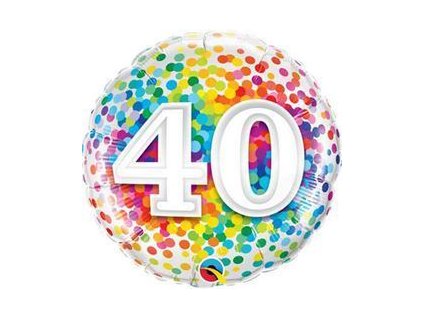 18"Fóliový balón číslo 40 Rainbow Confetti