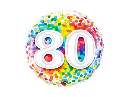 18"Fóliový balón číslo 80 Rainbow Confetti
