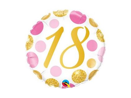 18"Fóliový balón číslo 18 Pink & Gold Dots
