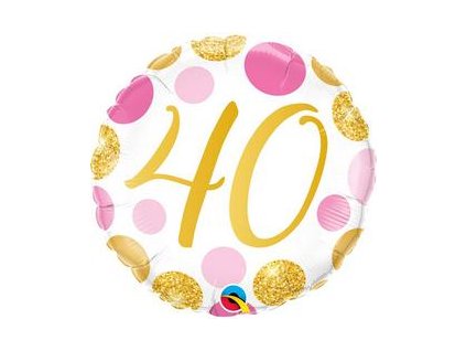 18"Fóliový balón číslo 40 Pink & Gold Dots