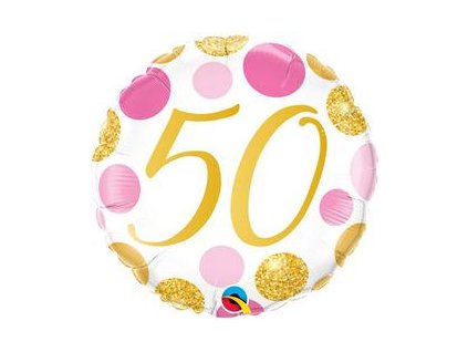 18"Fóliový balón číslo 50 Pink & Gold Dots