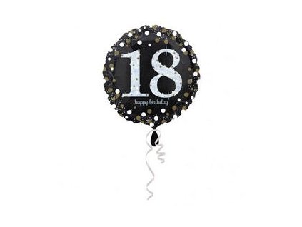 18"Fóliový balón číslo 18 Happy Birthday Sparkling