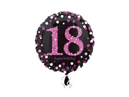 18"Fóliový balón číslo 18 Happy Birthday Pink Cele
