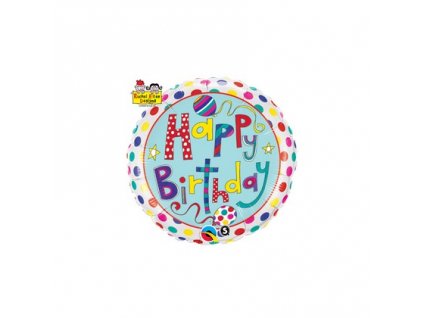 18"Fóliový balón Happy Birthday Polka Dots & Strip
