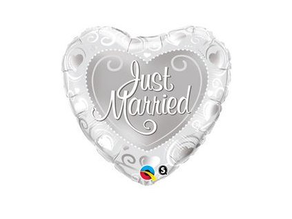 18"Fóliový balón Just Married Hearts Silver