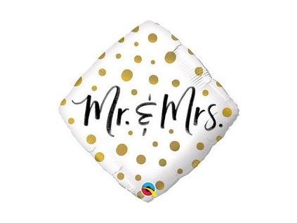 18" Fóliový balón Mr. And Mrs. Gold Dots Diamond