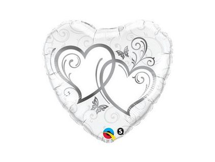 18" Fóliový balón Entwined Hearts Silver