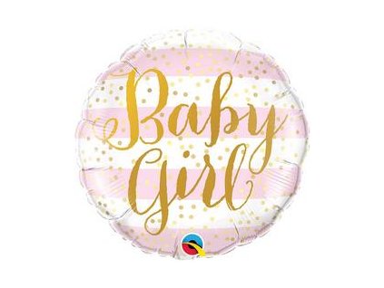 18" Fóliový balón Baby Girl Pink Stripes