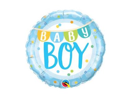 18" Fóliový balón Baby Boy Banner & Dots
