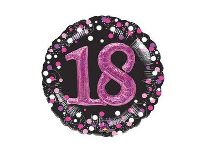 32" Fóliový balón 3D - Sparkling Birthday 18 Pink