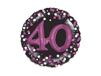 32" Fóliový balón 3D - Sparkling Birthday 40 Pink