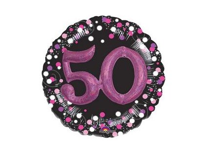 32" Fóliový balón 3D - Sparkling Birthday 50 Pink