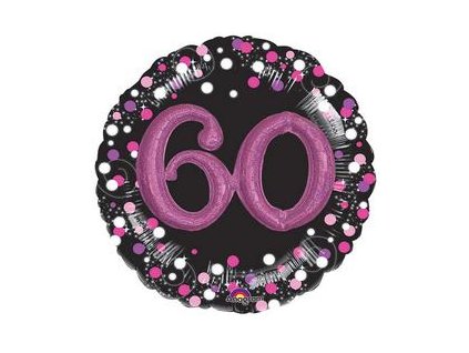 32" Fóliový balón 3D - Sparkling Birthday 60 Pink