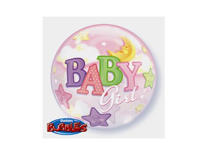 22" Balón Baby Girl Moon and Stars  Bubble