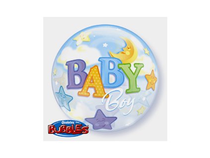 22" Balón Baby Boy Moon and Stars  Bubble
