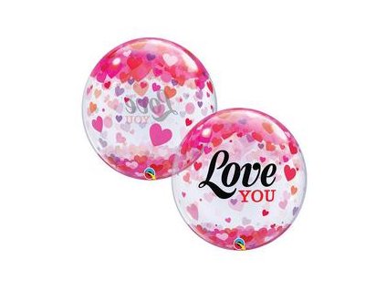 22" Balón Love You Confetti Hearts Bubble