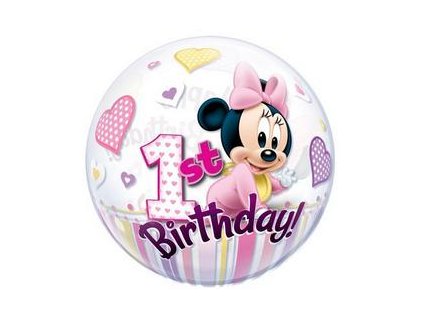 22" Balón Disney Bubbles Minnie Mouse 1st bday