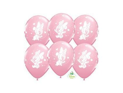 11" Latexový balón Baby Minnie Hearts Pink 6ks