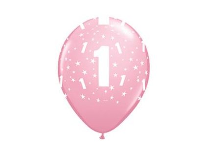 11" Latexový balón 1 Stars Pink 6ks