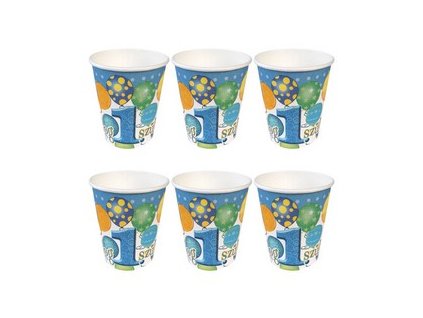 boldog 1 szulinapot leggombos kek fius parti pohar 250 ml 6 db os m24527