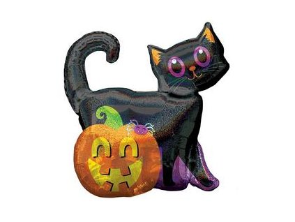 black cat pumpkin holografikus super shape folia lufi halloween ra n3813901