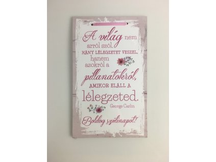 Drevená tabuľa stredná s maďarským nápisom "Boldog szülinapot" ružová