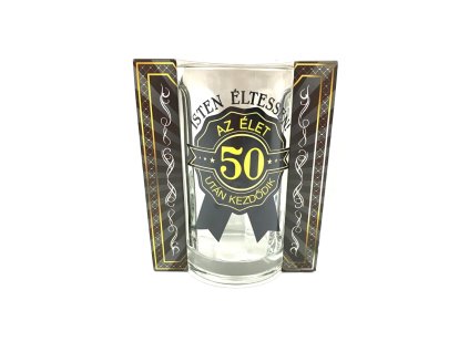 Krígeľ s maďarským nápisom "Az élet 50 után kezdődik"