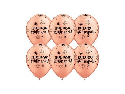 11 inch es boldog szulinapot feliratu sparkle rosegold szulinapi lufi 25 db csomag q24145